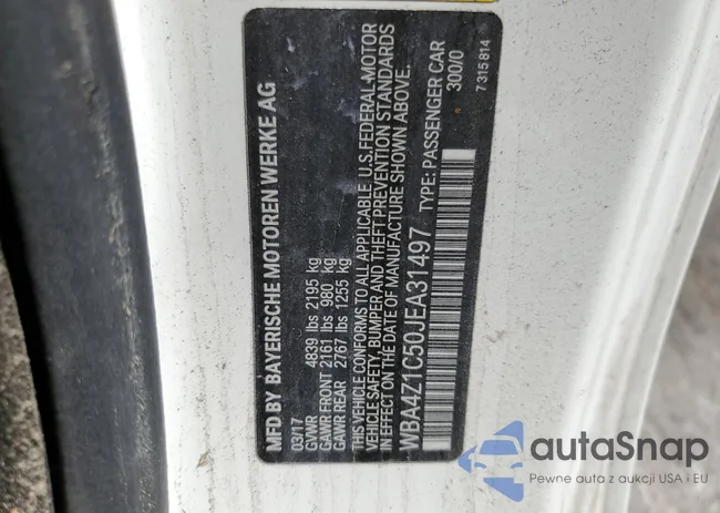 WBA4Z1C50JEA31497: 69812385