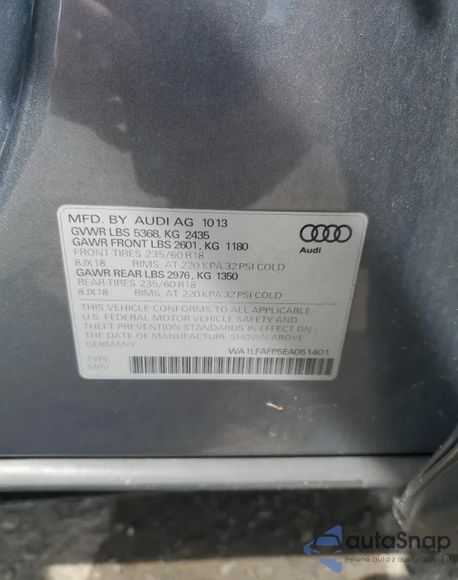 WA1LFAFP5EA051401: 70904205