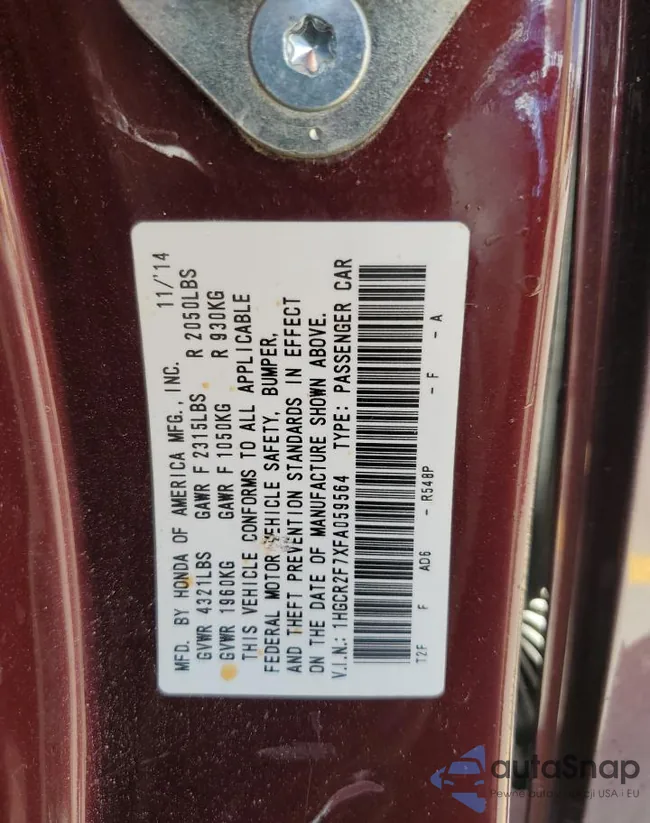 1HGCR2F7XFA059564: 69421415