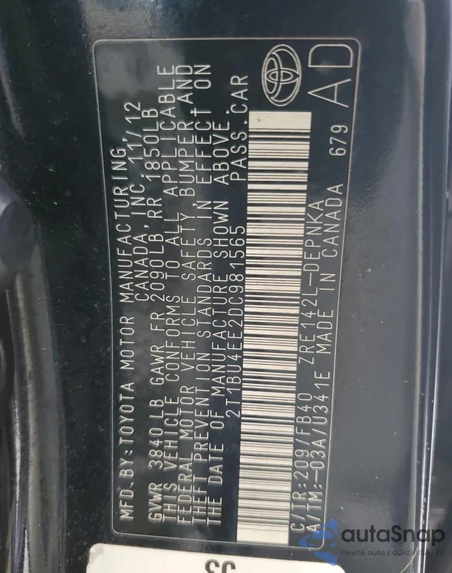 2T1BU4EE2DC981565: 68816165