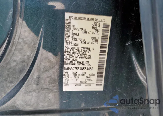 1N6AA07B64N564458: 67226485