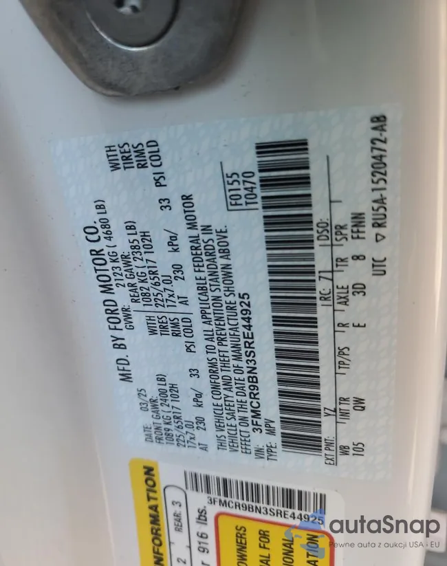 3FMCR9BN3SRE44925: 70096445