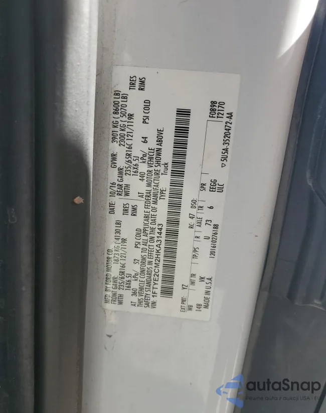 1FTYE2CM2HKA31443: 70739585