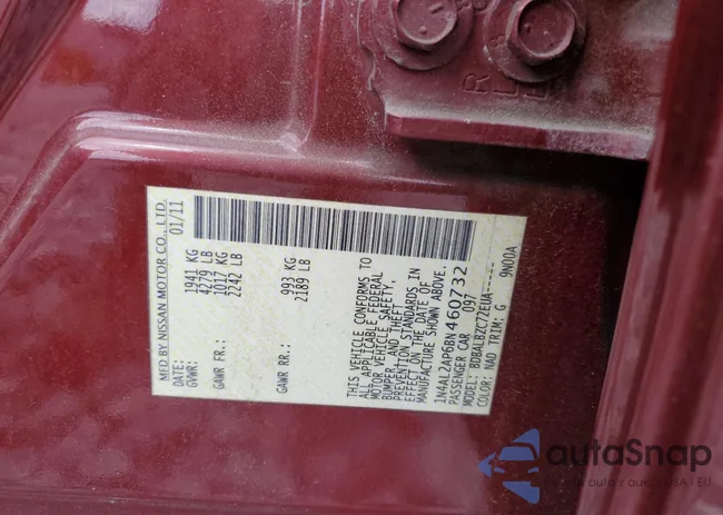 1N4AL2AP6BN460732: 71031385