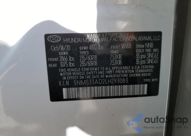 5NMS33AD2LH293083: 69685655