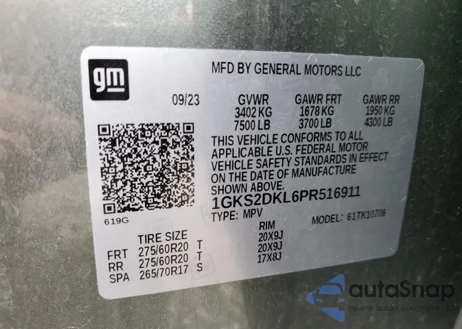 1GKS2DKL6PR516911: 70735555