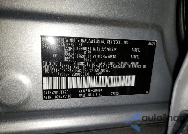 4T3E6RFV5MU035338: 70345685