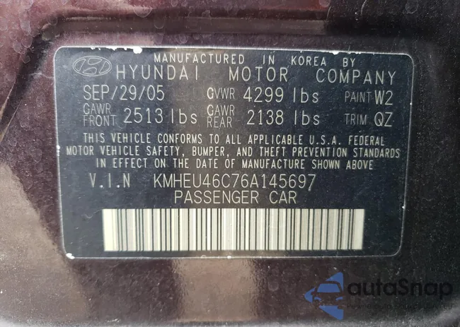 KMHEU46C76A145697: 69290545