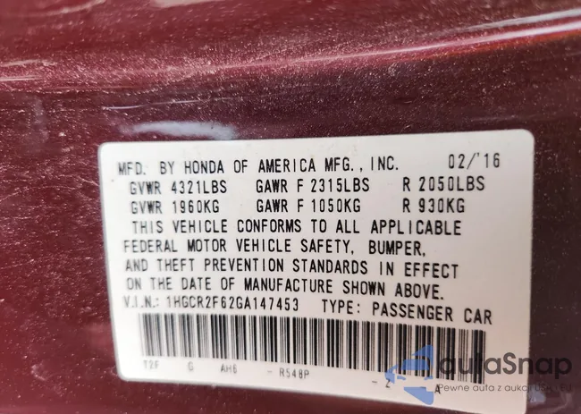 1HGCR2F62GA147453: 70286715