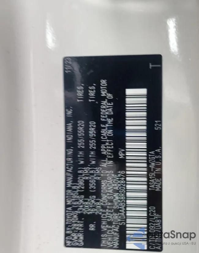 5TDAAAB58RS028476: 69848725