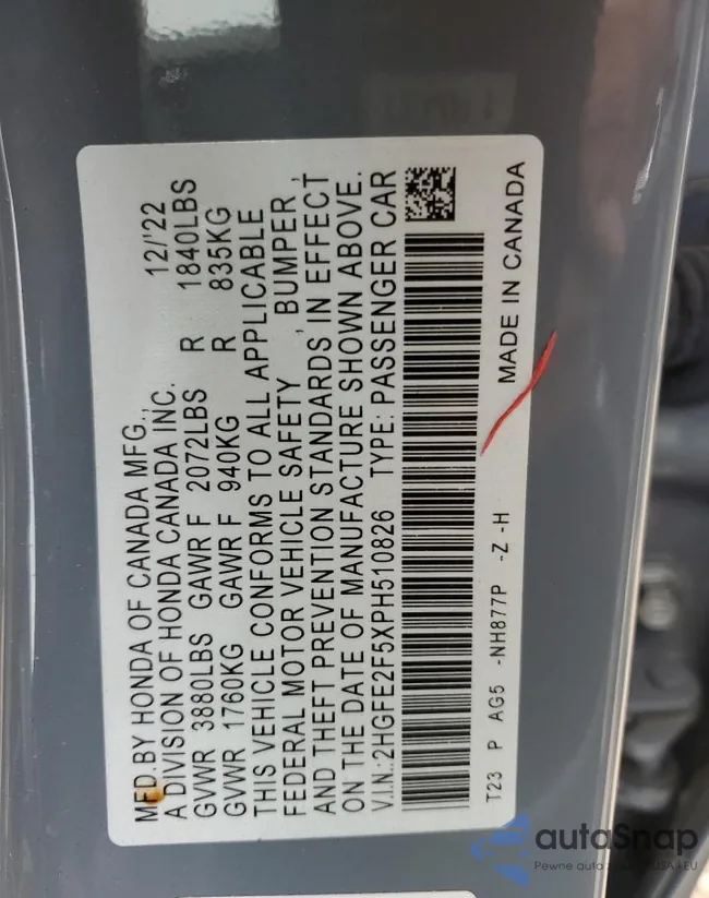 2HGFE2F5XPH510826: 68210585