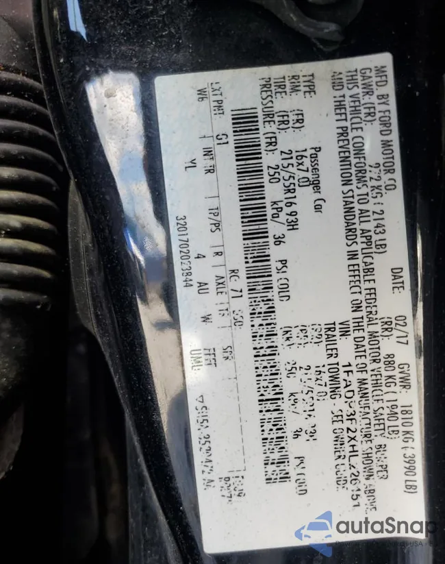 1FADP3F2XHL226151: 70952705