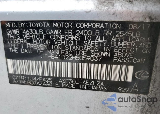 JTHBA1D22H5059037: 67889485