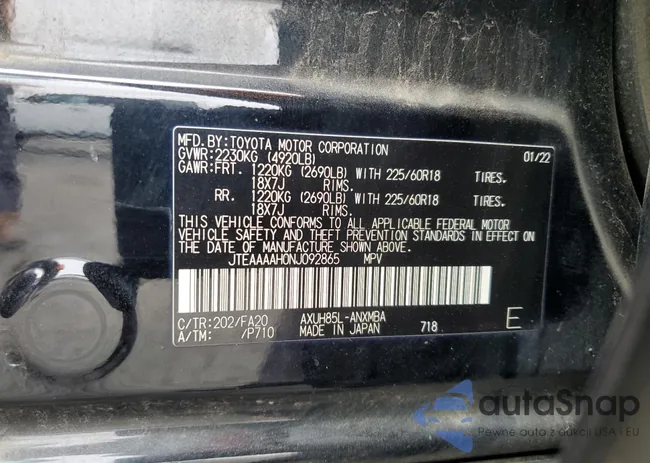 JTEAAAAH0NJ092865: 70822205