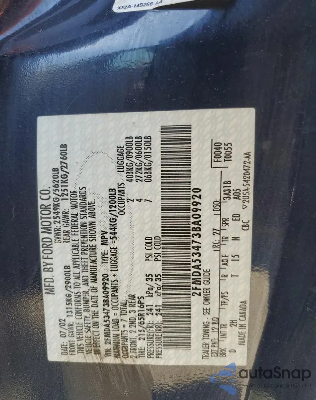 2FMDA53473BA09920: 69987615