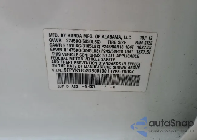 5FPYK1F52DB001901: 66960525