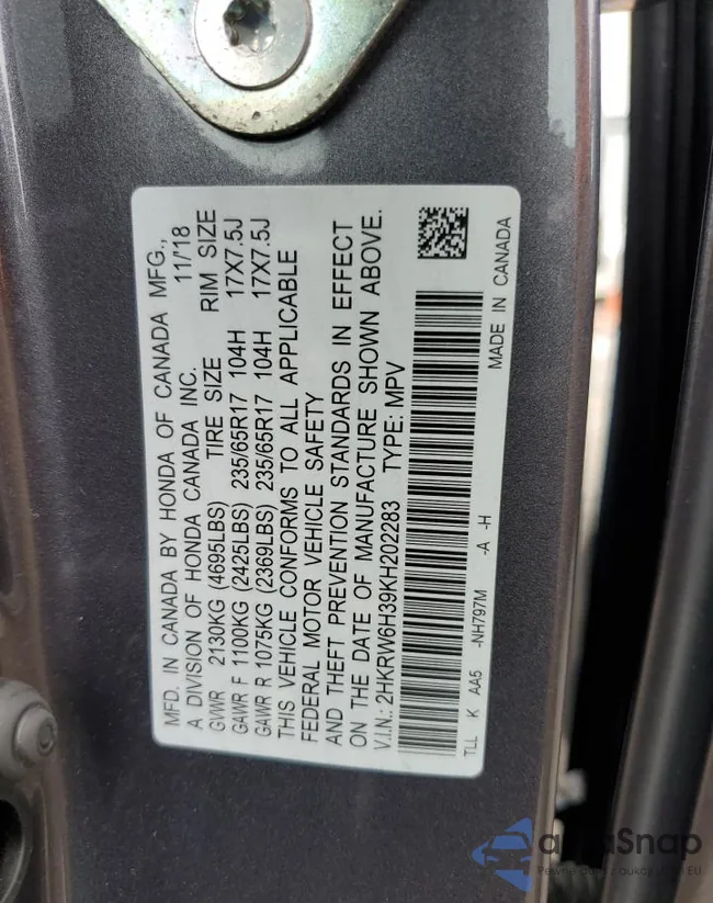 2HKRW6H39KH202283: 67367585