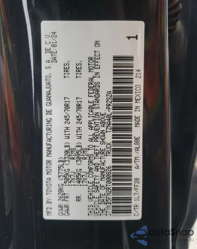 3TYKB5FN2RT000826: 69152595