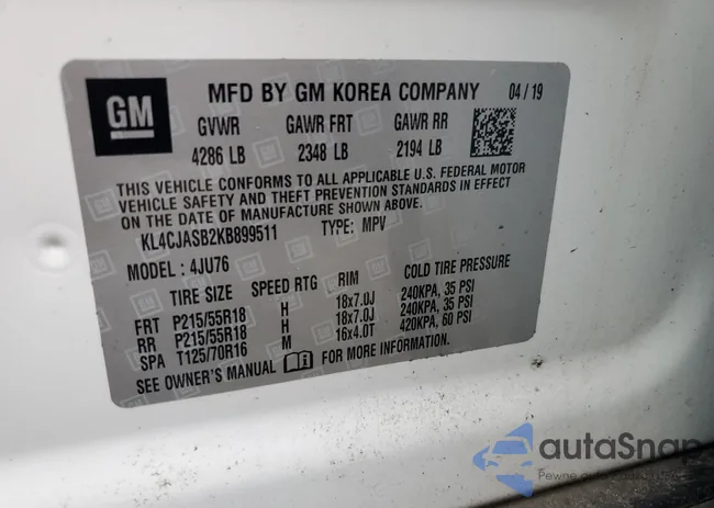 KL4CJASB2KB899511: 69280685