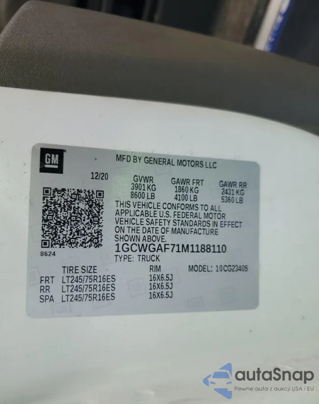 1GCWGAF71M1188110: 81530585