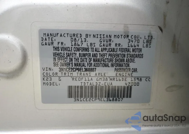 3N1CE2CP9EL368807: 69600795