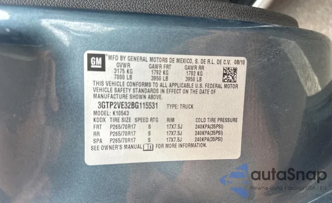 3GTP2VE32BG115531: 71064025