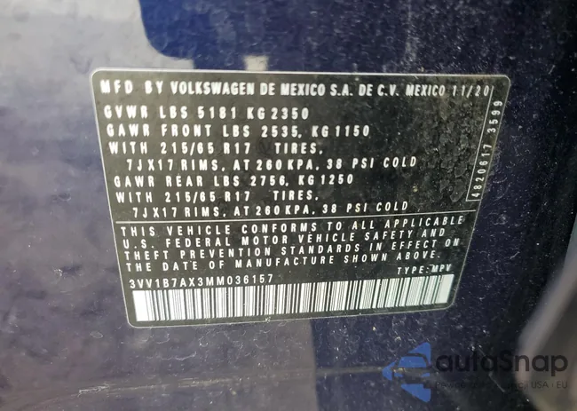 3VV1B7AX3MM036157: 67686095