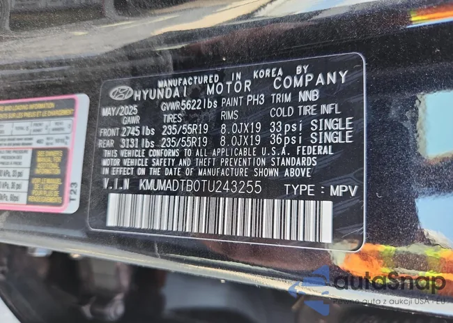 KMUMADTB0TU243255: 68734675