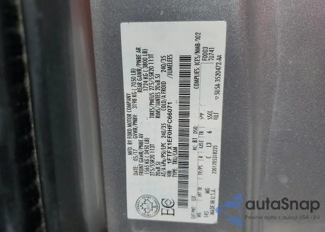 1FTFX1EF0HFC66071: 68196685