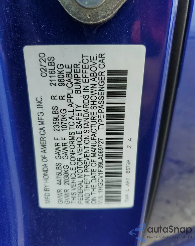 1HGCV1F39LA069727: 67791255