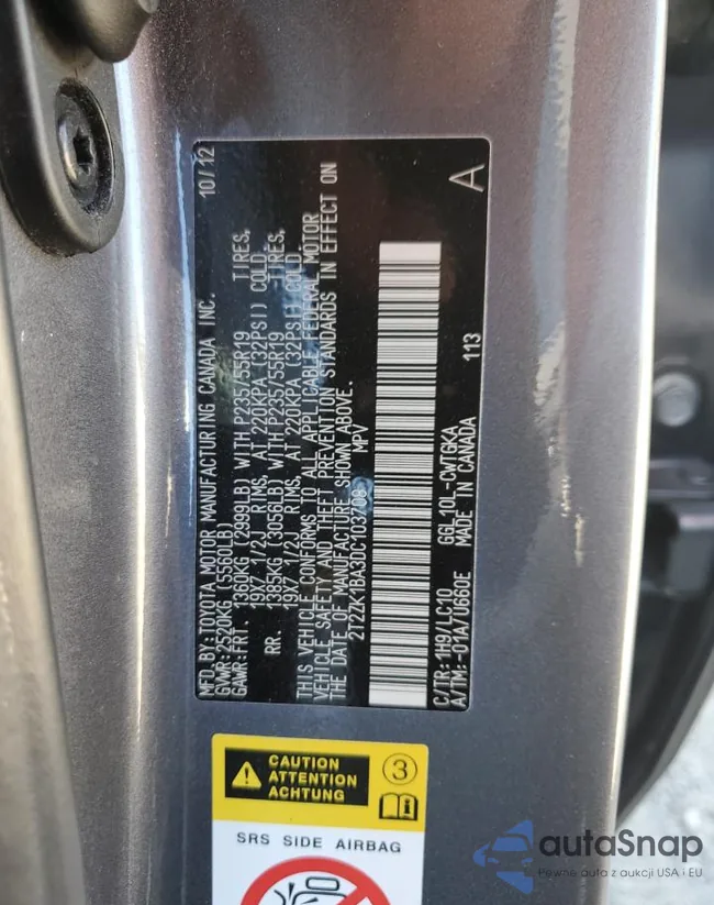 2T2ZK1BA3DC103708: 70045435