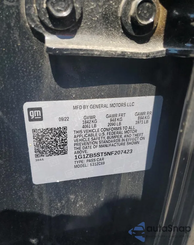 1G1ZB5ST5NF207423: 70034685