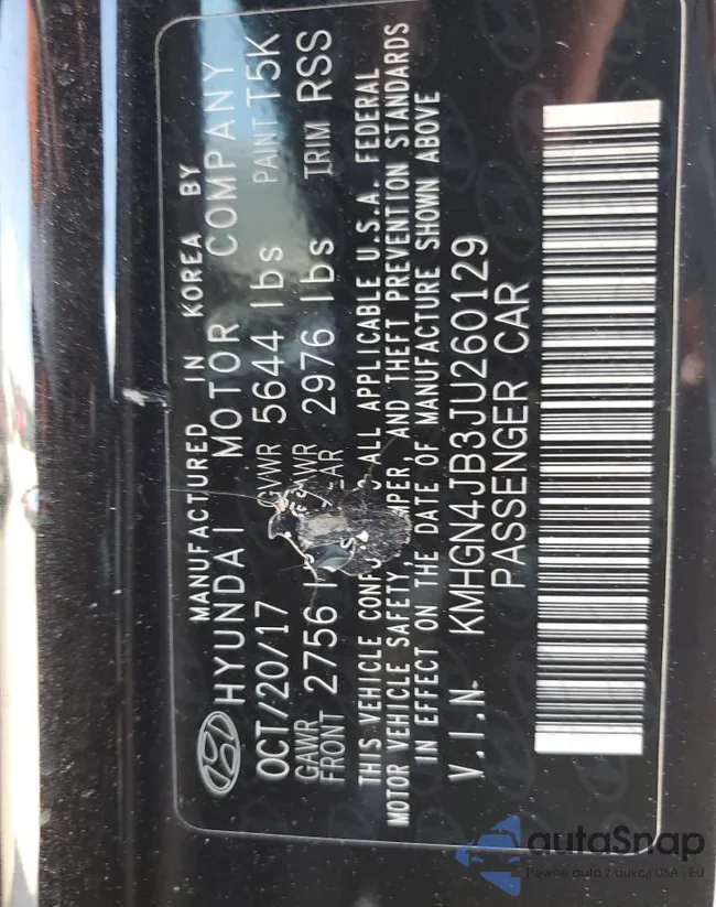 KMHGN4JB3JU260129: 70554215