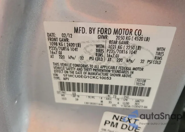 1FMCU0EG1CKC10053: 69266855