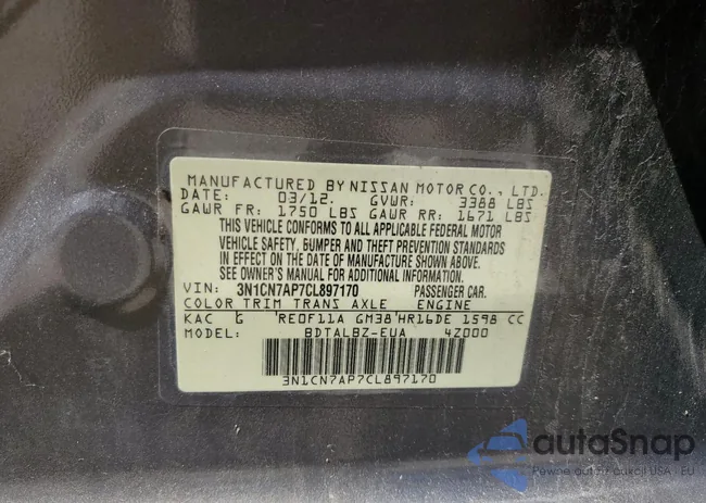 3N1CN7AP7CL897170: 69069175