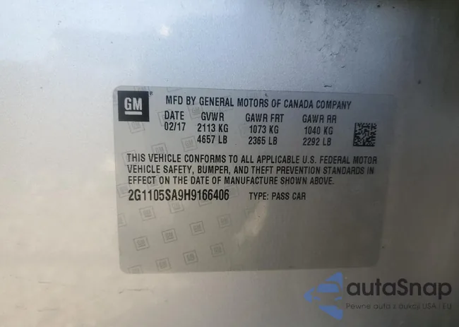 2G1105SA9H9166406: 70847865