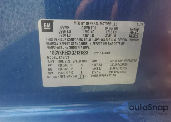 1GCVKRECXGZ131823: 68193535