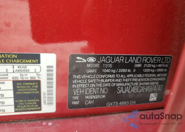 SAJAD4BGXHA974747: 67170585