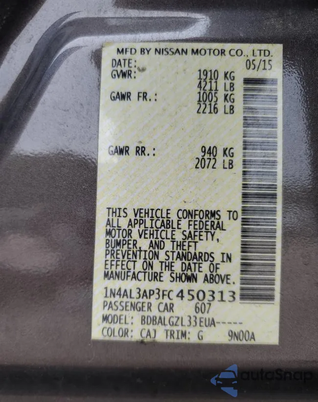 1N4AL3AP3FC450313: 69670675