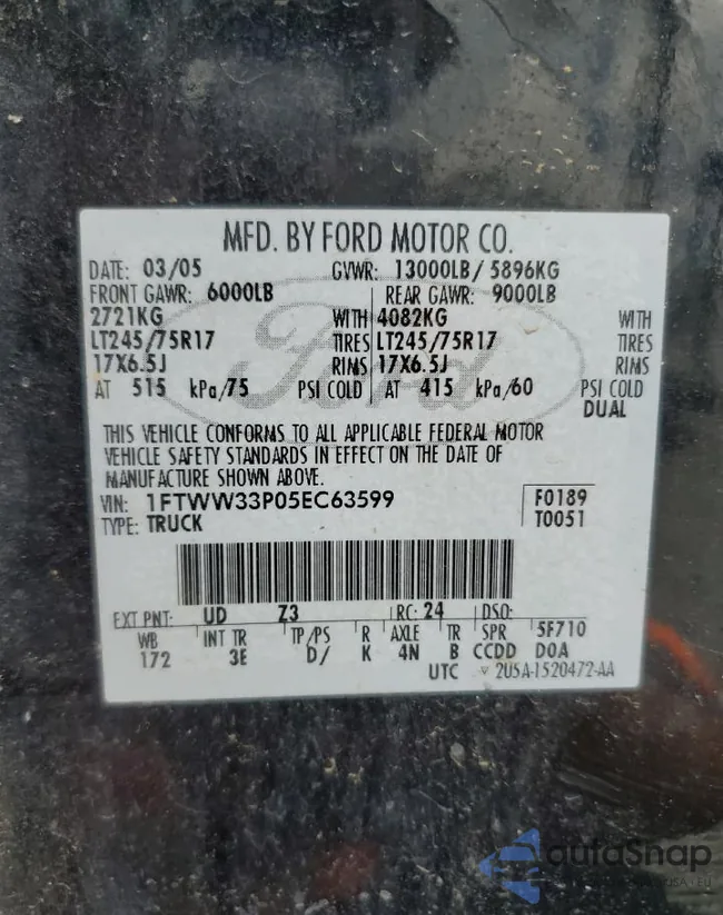 1FTWW33P05EC63599: 69474445