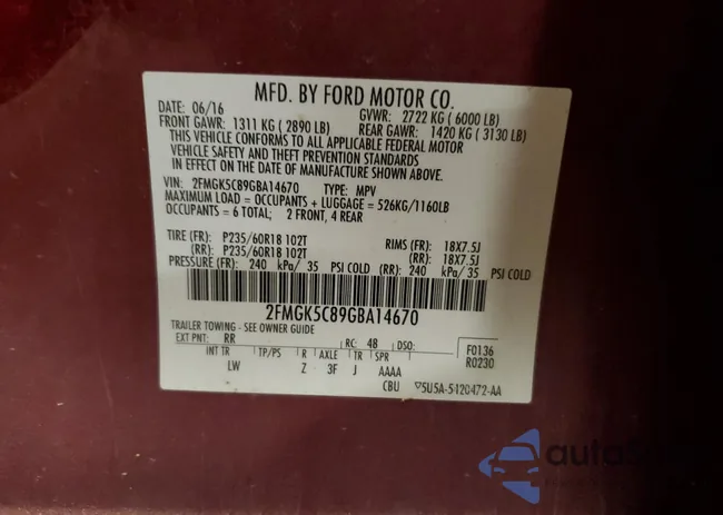 2FMGK5D82KBA32404: 69752125