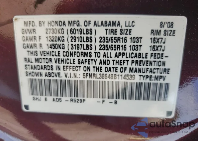 5FNRL38648B114539: 67177895