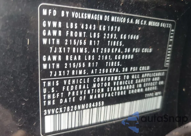 3VVCX7B26NM084959: 70271045