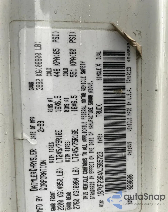 1B7KF2364XJ585723: 69488095