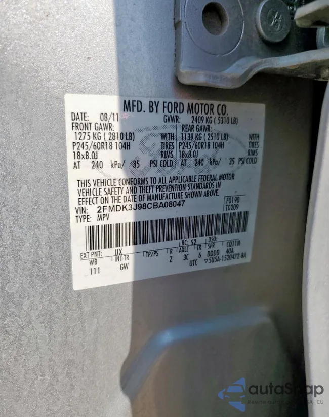 2FMDK3J98CBA08047: 67313045