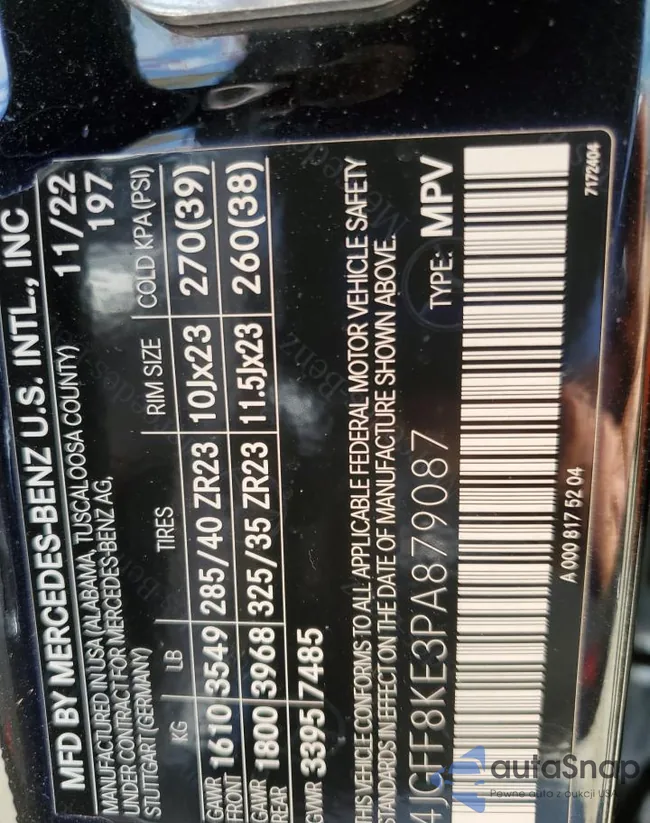 4JGFF8KE3PA879087: 70389595