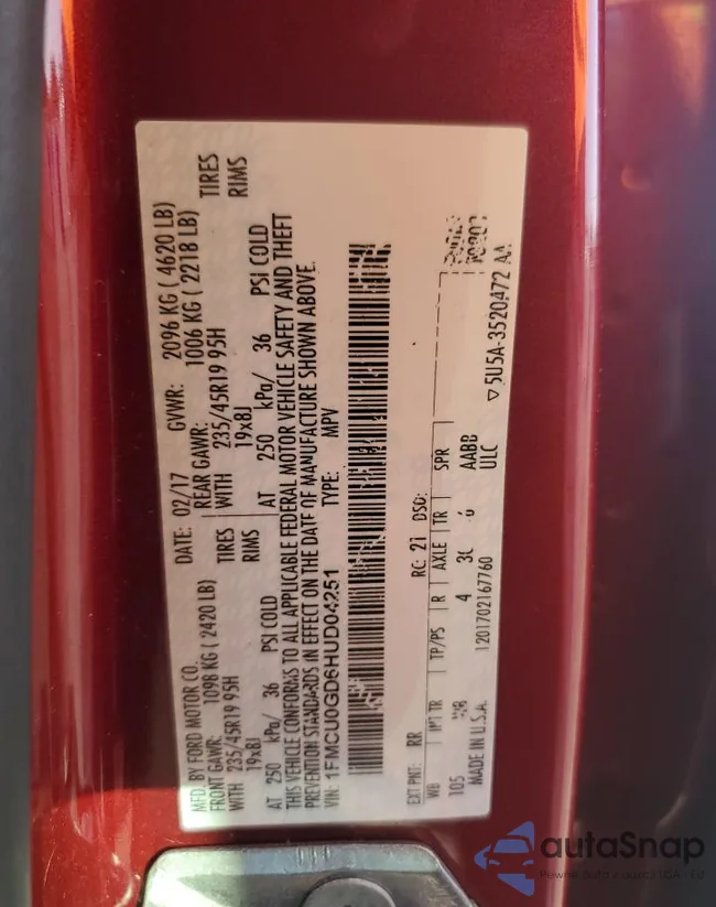 1FMCU0GD6HUD04251: 67640355