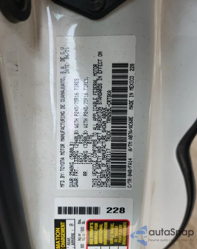 3TYRX5GNXMT027117: 67907065