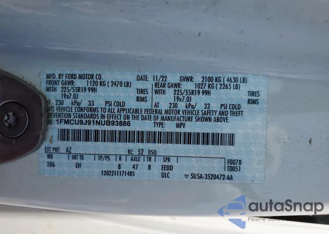 1FMCU9J91NUB93886: 68793095