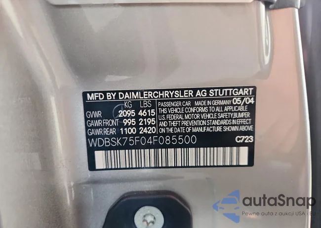 WDBSK75F04F085500: 70141335